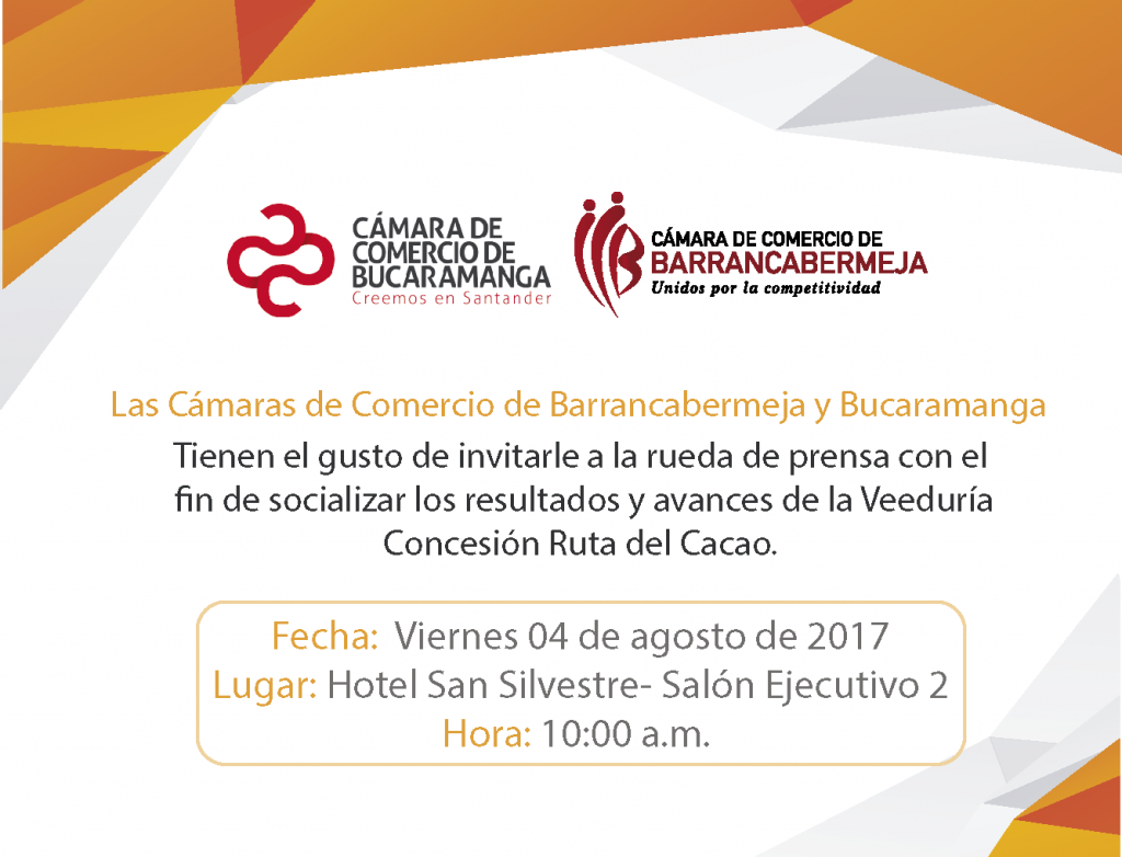 Cambio de lugar de la rueda de prensa socialización Concesión Ruta del Cacao.