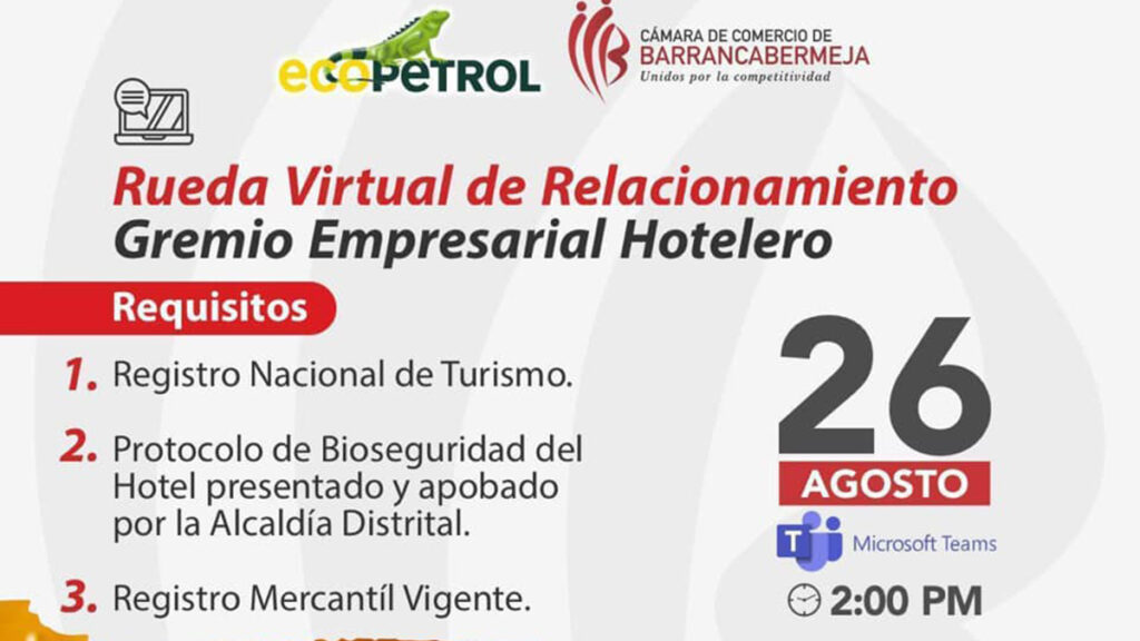 El 26 de agosto, Rueda Virtual de Relacionamiento con el Sector Hotelero