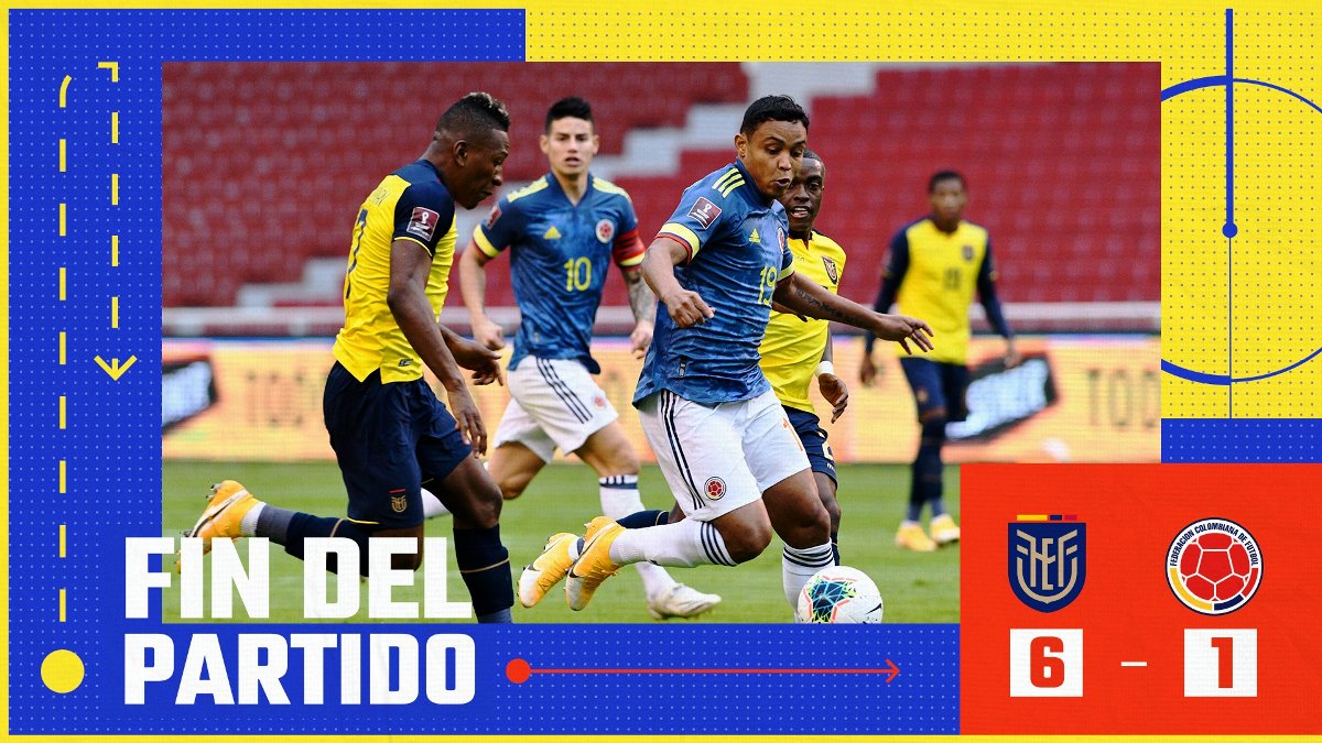 Ecuador goleó  6 – 1 a la selección Colombia 