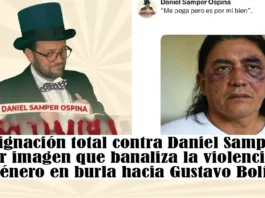 Indignación total contra Daniel Samper por imagen que banaliza la violencia de género en burla hacia Gustavo Bolívar